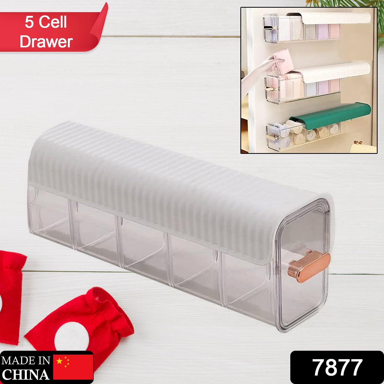 7877 Quirk Drawer Underwear Organizer Divider, Wall Mount 5 Cell Drawer Storage Boxes and Acrylic Organizers for Lingerie, Socks, Ties, Data Cable, Spices Organization and Storage. DeoDap 7877 Quirk Drawer Underwear Organizer Divider, Wall Mount 5 Cell Drawer Storage Boxes and Acrylic Organizers for Lingerie, Socks, Ties, Data Cable, Spices Organization and Storage. DeoDap